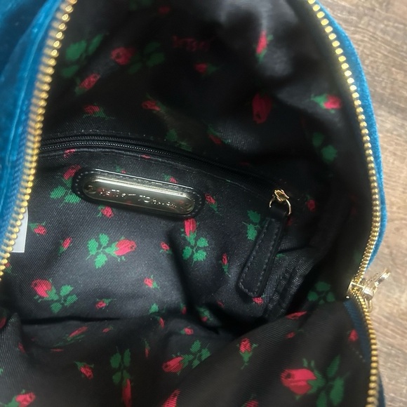 Betsey Johnson Vintage Y2KEmbellished Velvet Backpack mini GUC - Picture 10 of 12